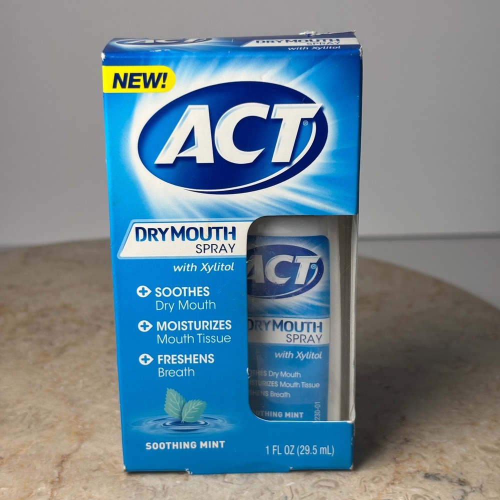 ACT Dry Mouth Spray 1oz Soothing Mint with Xylitol Sugar Free Alcohol Free‎